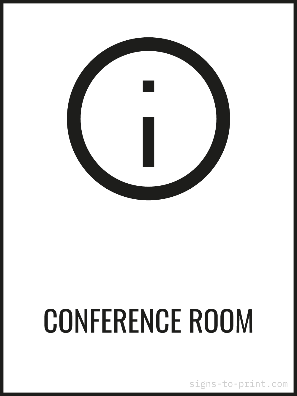 Free printable Conference Room 18 x 24 sign, Black / White, 18 x 24 download
