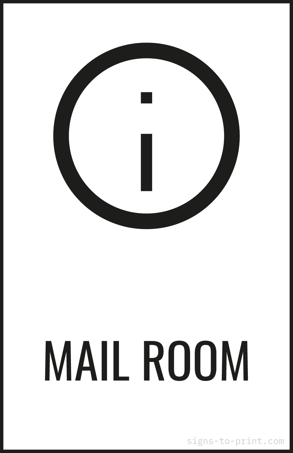 Free printable Mail Room 11 x 17 sign, Black / White, 11 x 17 download