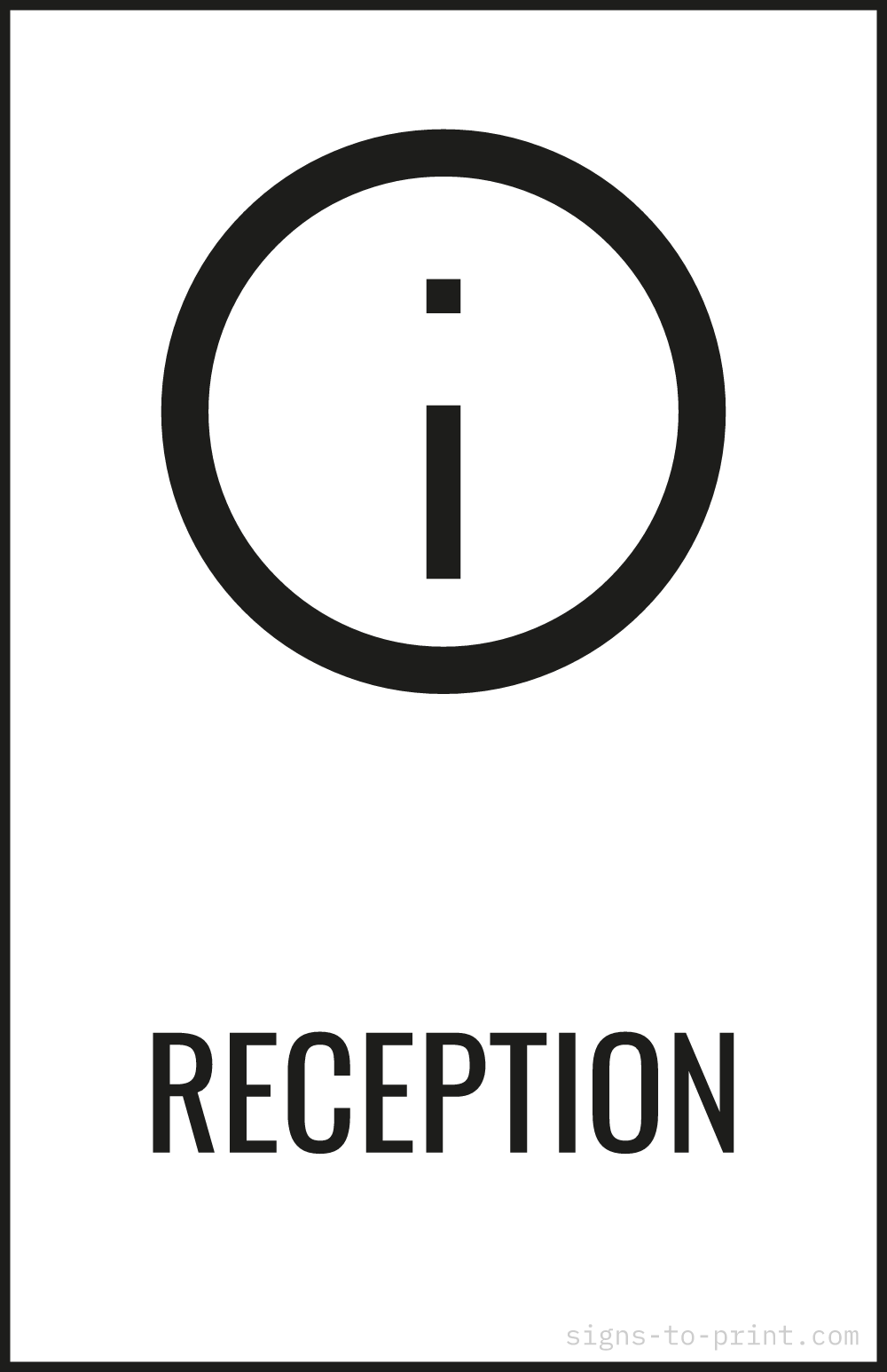 Free printable Reception 11 x 17 sign, Black / White, 11 x 17 download