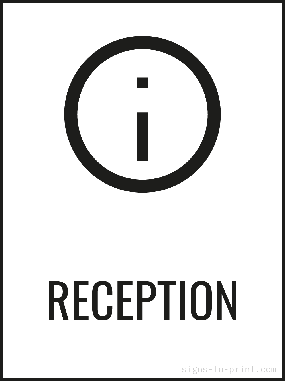 Free printable Reception 18 x 24 sign, Black / White, 18 x 24 download