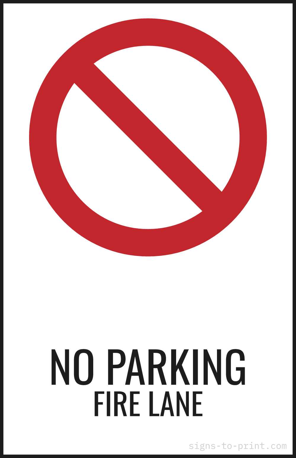 Free printable No Parking Fire Lane 11 x 17 sign, Red / White, 11 x 17 download