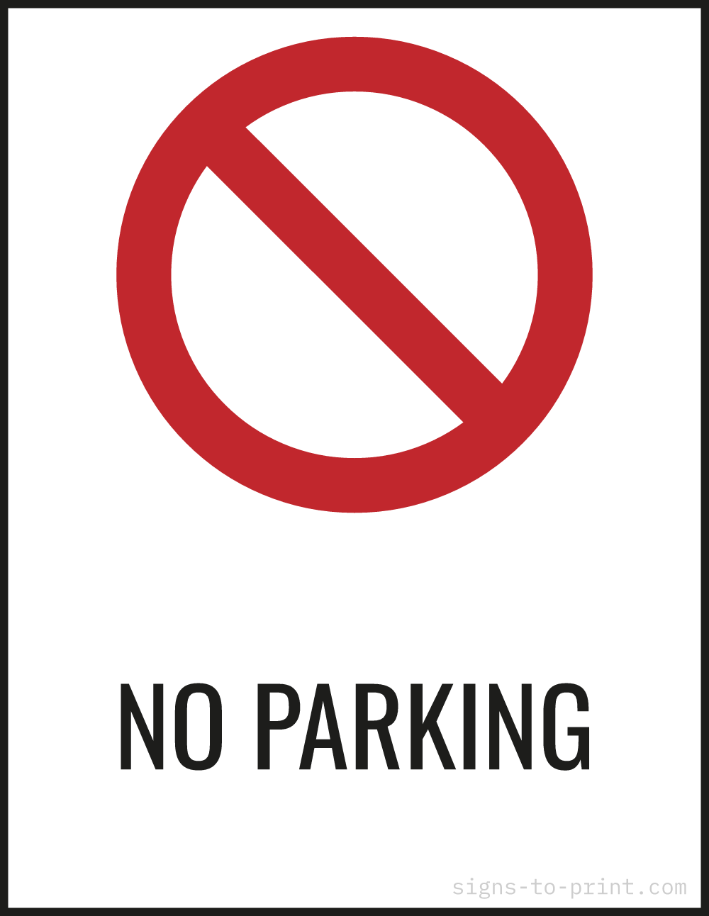 Free printable No Parking 8.5 x 11 sign, Red / White, 8.5 x 11 download