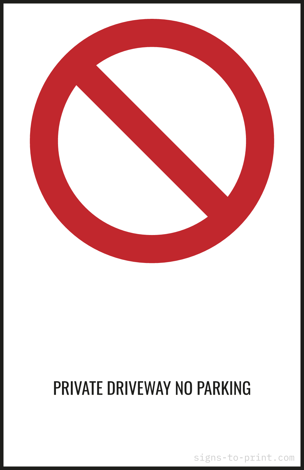 Free printable Private Driveway No Parking 11 x 17 sign, Red / White, 11 x 17 download