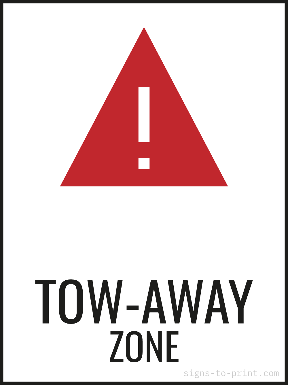 Free printable Tow-Away Zone 18 x 24 sign, Red / White, 18 x 24 download