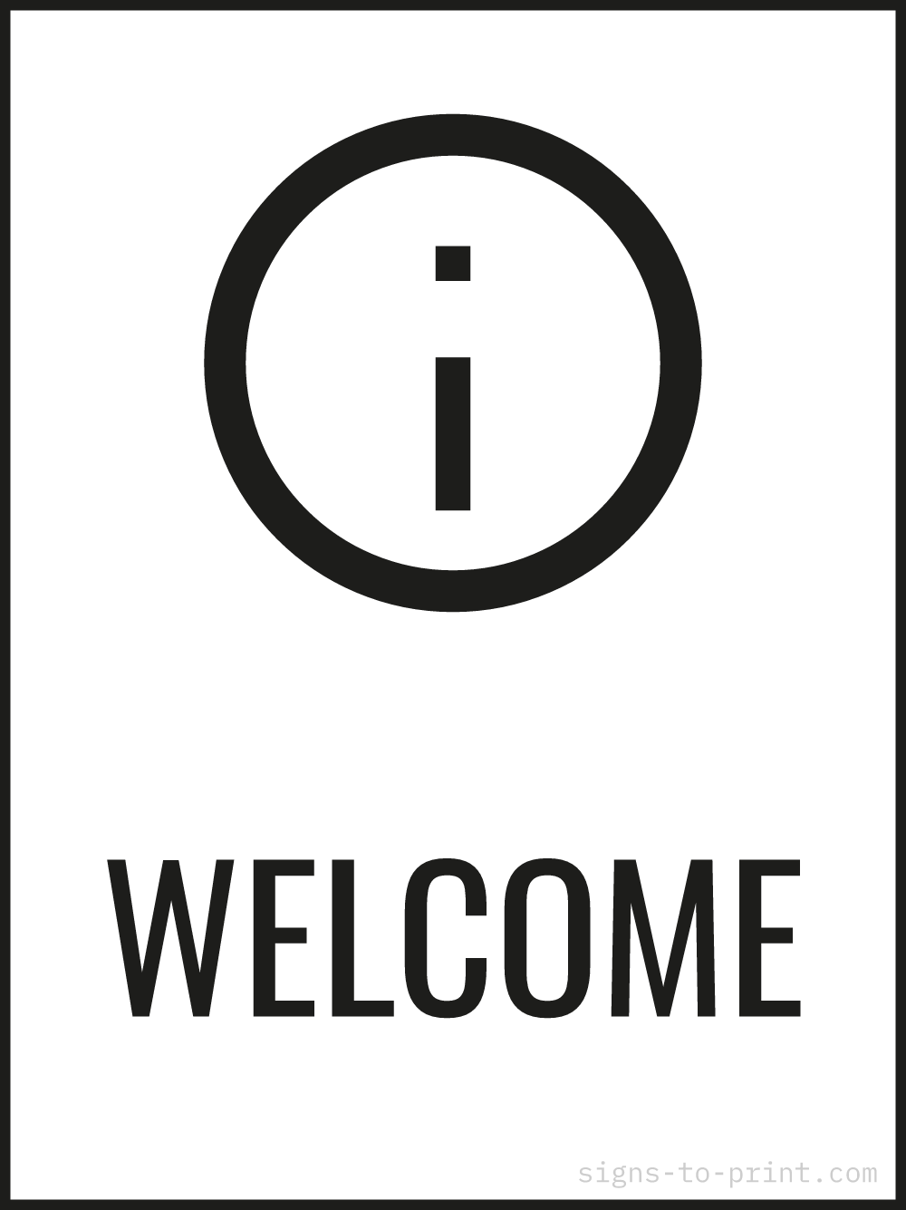 Free printable Welcome 18 x 24 sign, Black / White, 18 x 24 download