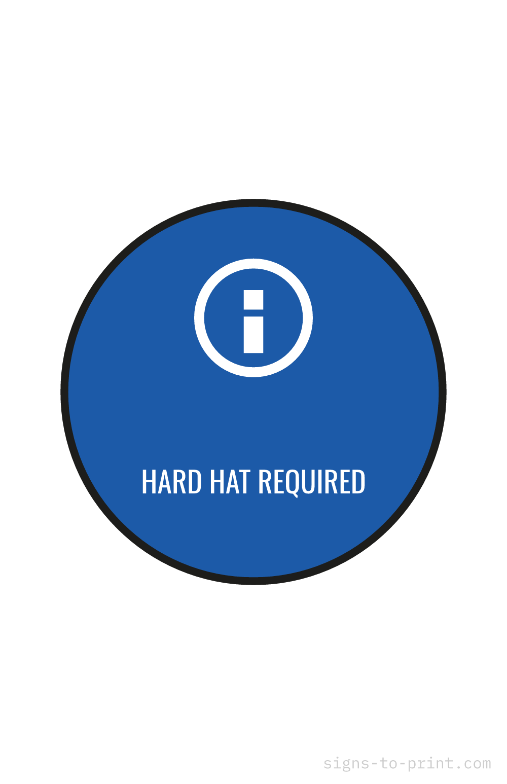 Free printable Hard Hat Required 11 x 17 sign, Blue / White, 11 x 17 download