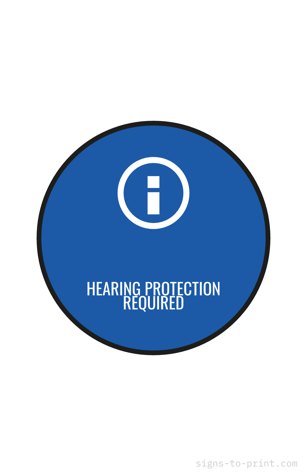 Free printable Hearing Protection Required 11 x 17 sign, Blue / White, 11 x 17 download