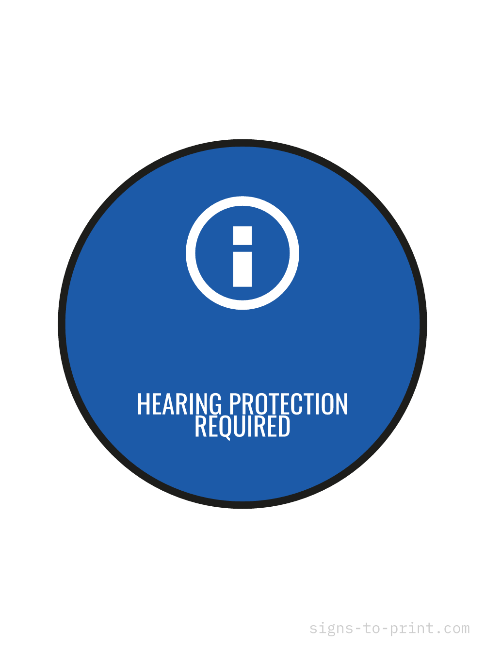 Free printable Hearing Protection Required 18 x 24 sign, Blue / White, 18 x 24 download