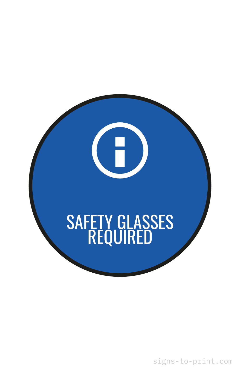 Free printable Safety Glasses Required 11 x 17 sign, Blue / White, 11 x 17 download