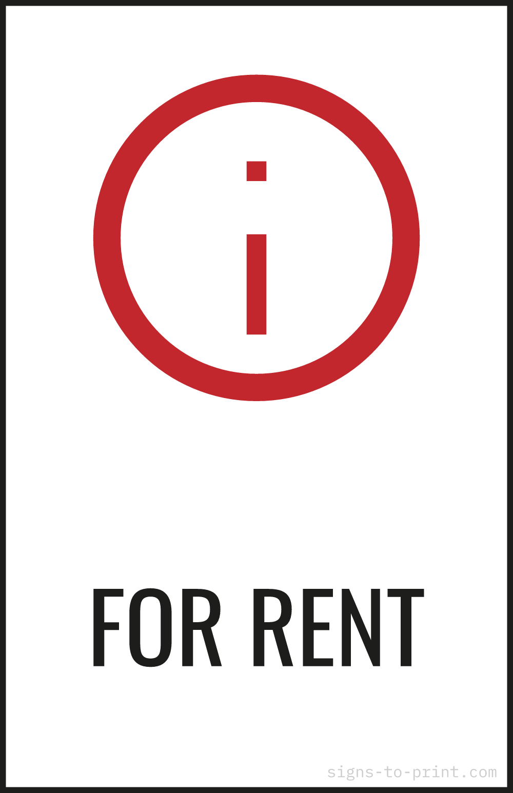Free printable For Rent 11 x 17 sign, Red / White, 11 x 17 download
