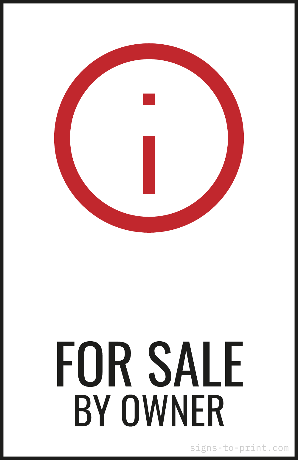 Free printable For Sale By Owner 11 x 17 sign, Red / White, 11 x 17 download