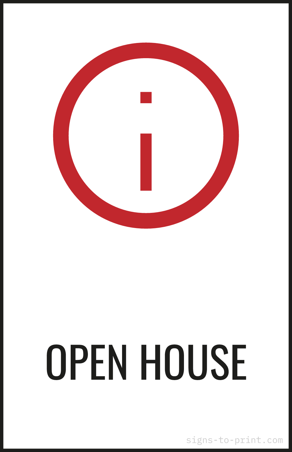 Free printable Open House 11 x 17 sign, Red / White, 11 x 17 download