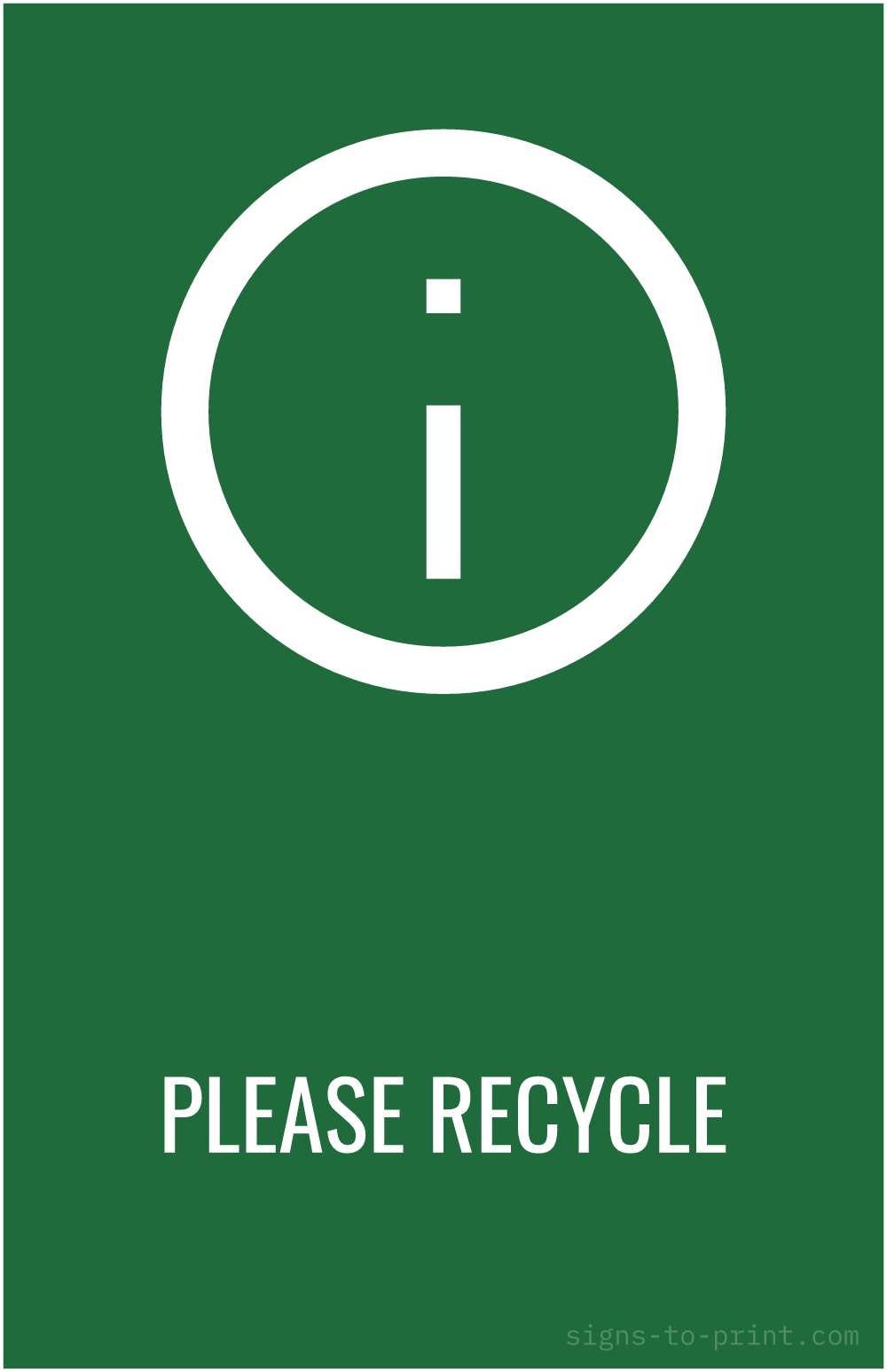 Free printable Please Recycle 11 x 17 sign, Green / White, 11 x 17 download