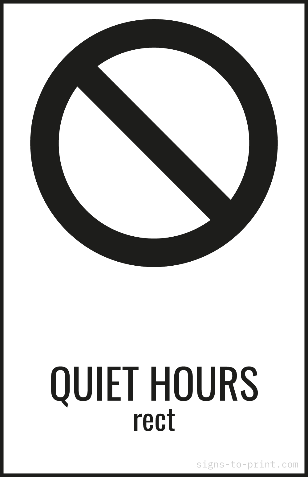 Free printable Quiet Hours 11 x 17 sign, Black / White, 11 x 17 download