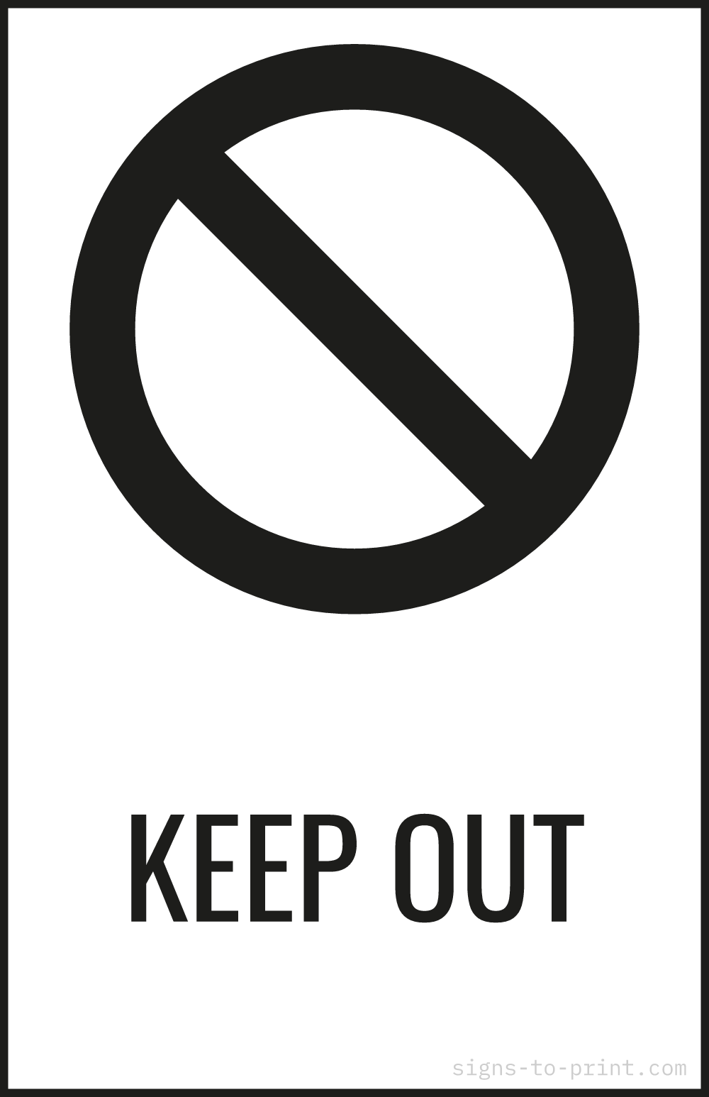 Free printable Keep Out 11 x 17 sign, Black / White, 11 x 17 download