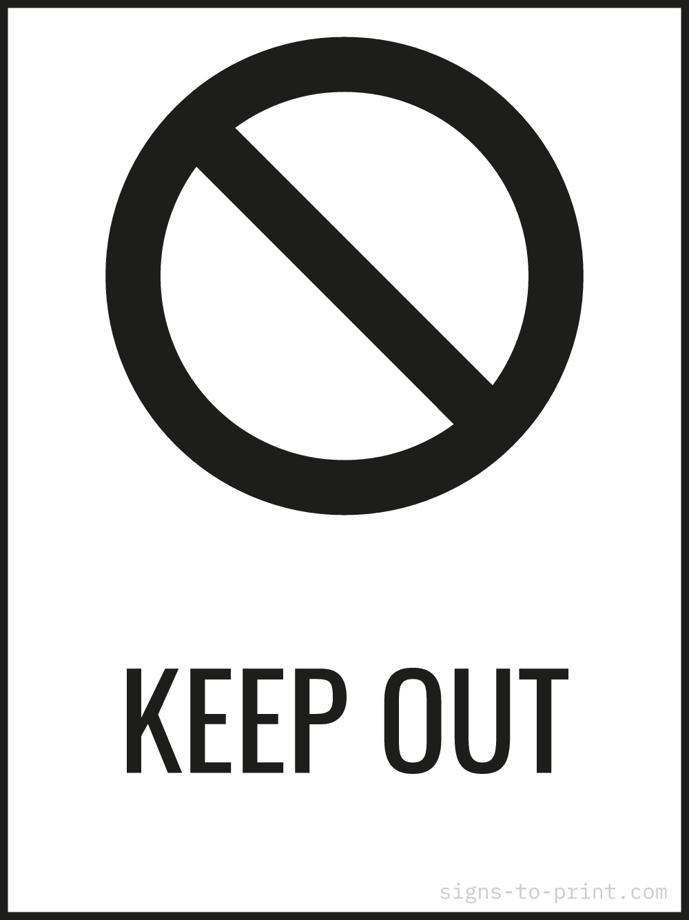 Free printable Keep Out 18 x 24 sign, Black / White, 18 x 24 download