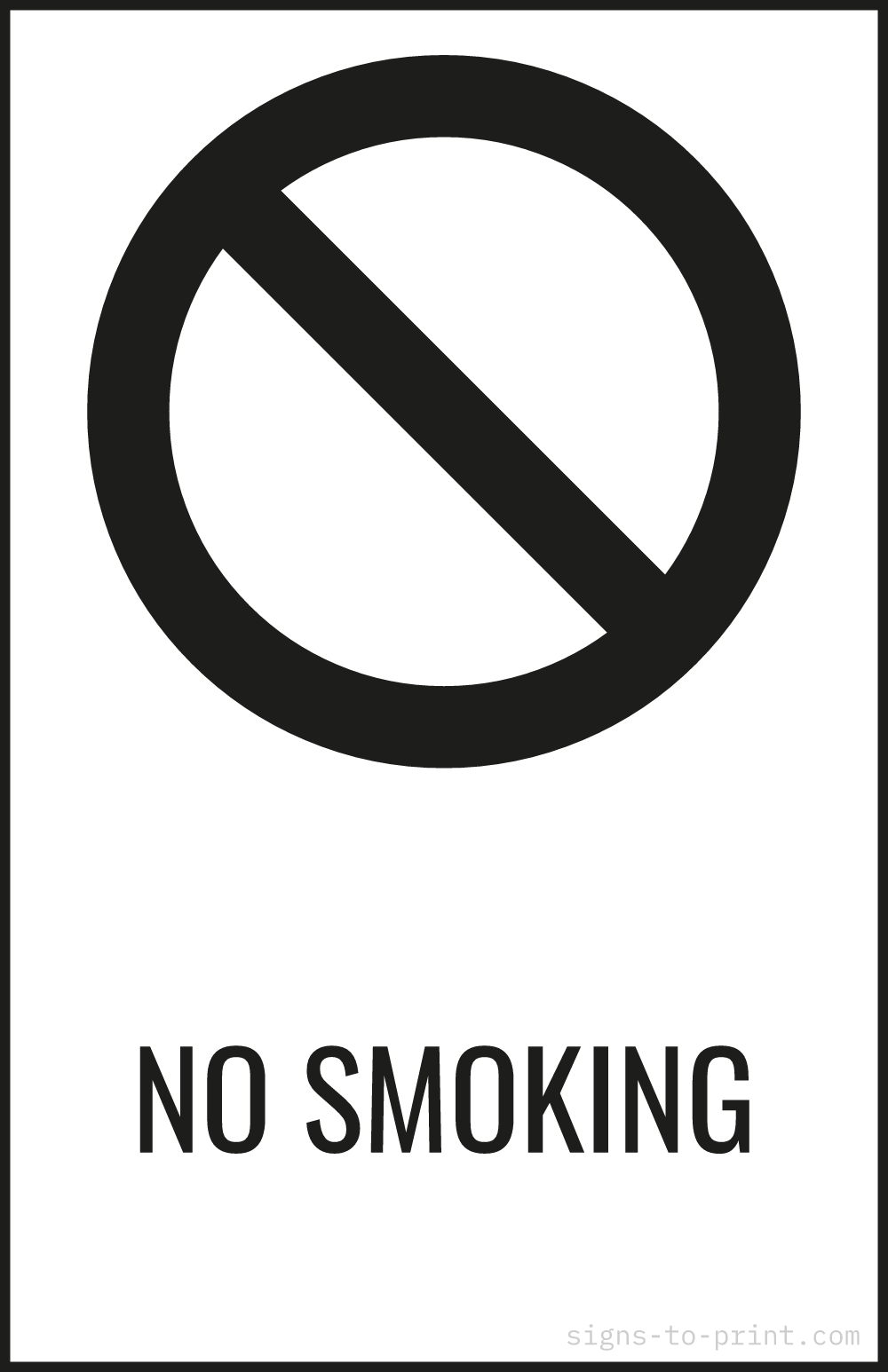 Free printable No Smoking 11 x 17 sign, Black / White, 11 x 17 download