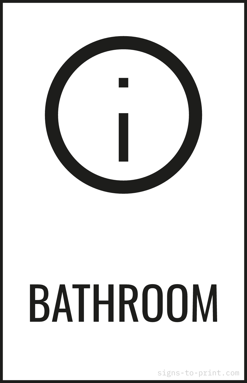 Free printable Bathroom 11 x 17 sign, Black / White, 11 x 17 download