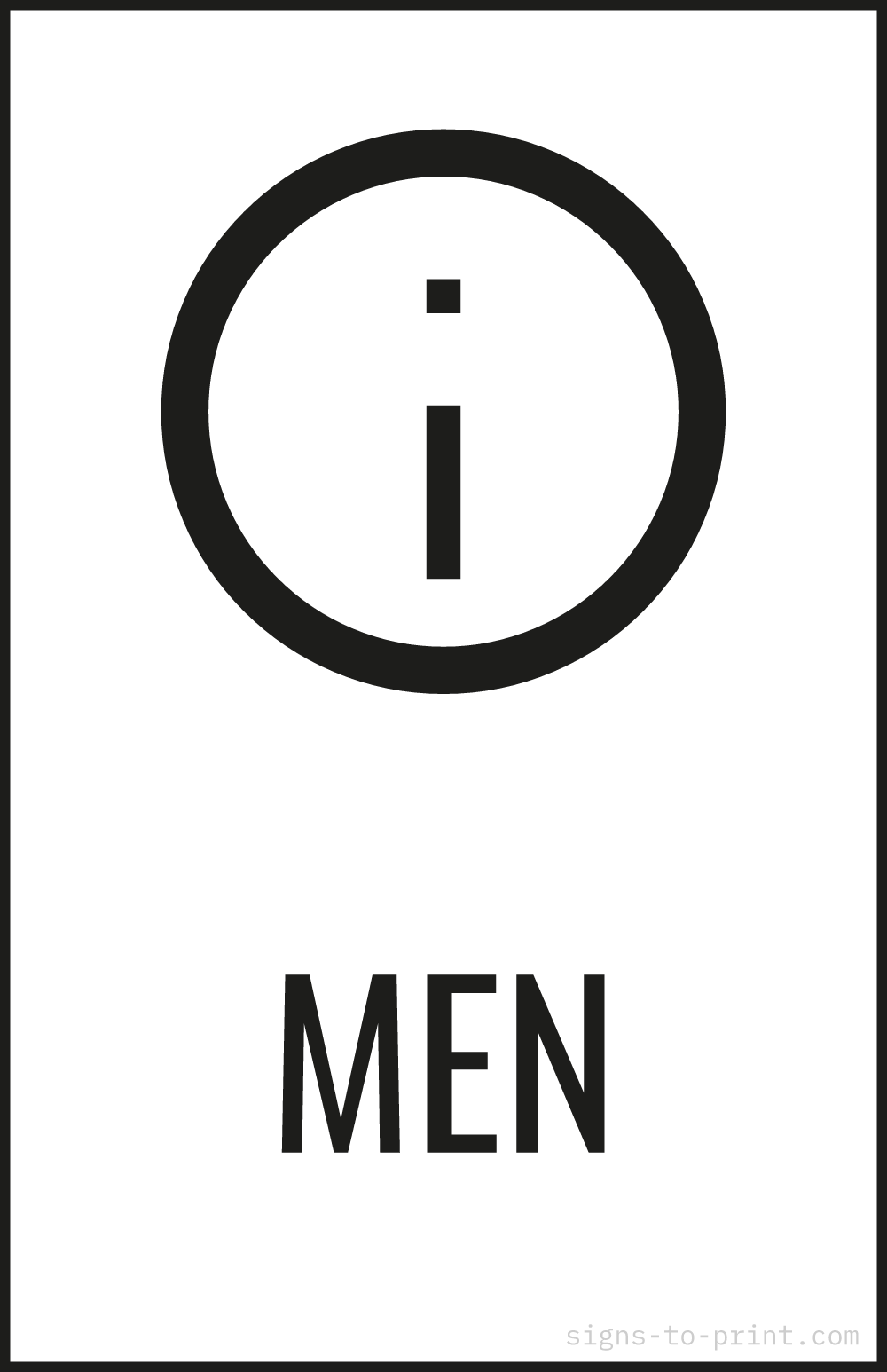 Free printable Men 11 x 17 sign, Black / White, 11 x 17 download