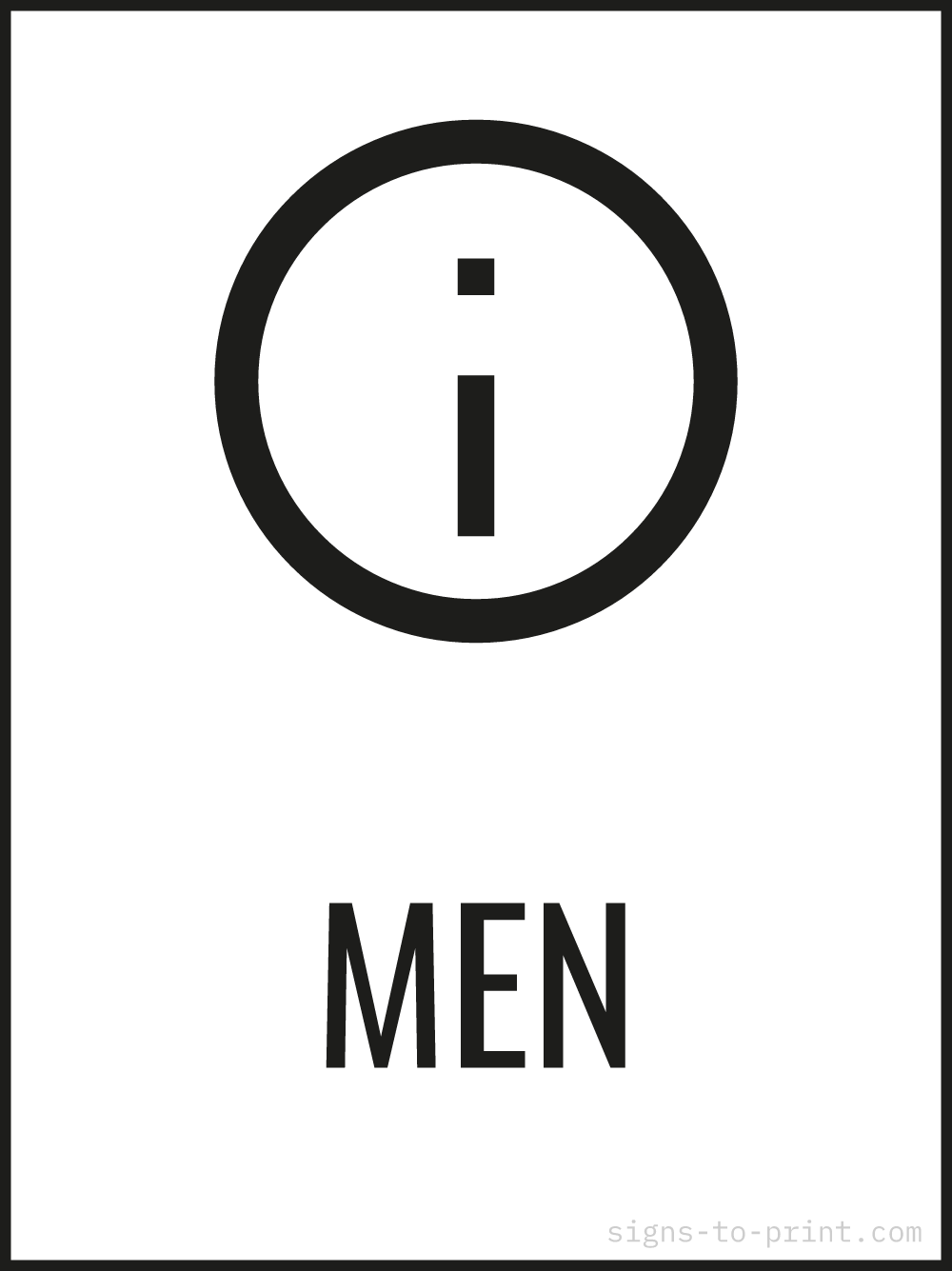 Free printable Men 18 x 24 sign, Black / White, 18 x 24 download