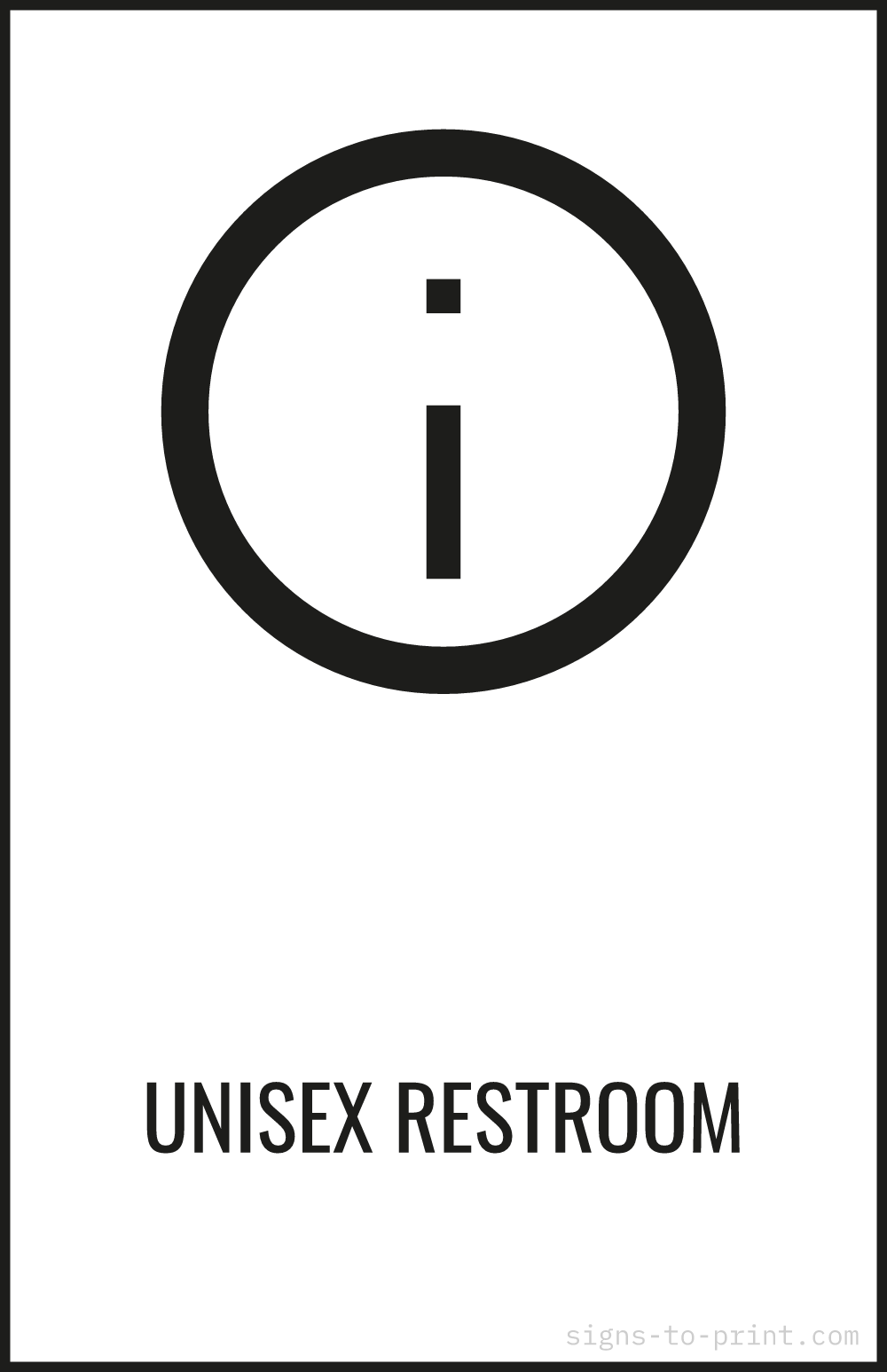 Free printable Unisex Restroom 11 x 17 sign, Black / White, 11 x 17 download