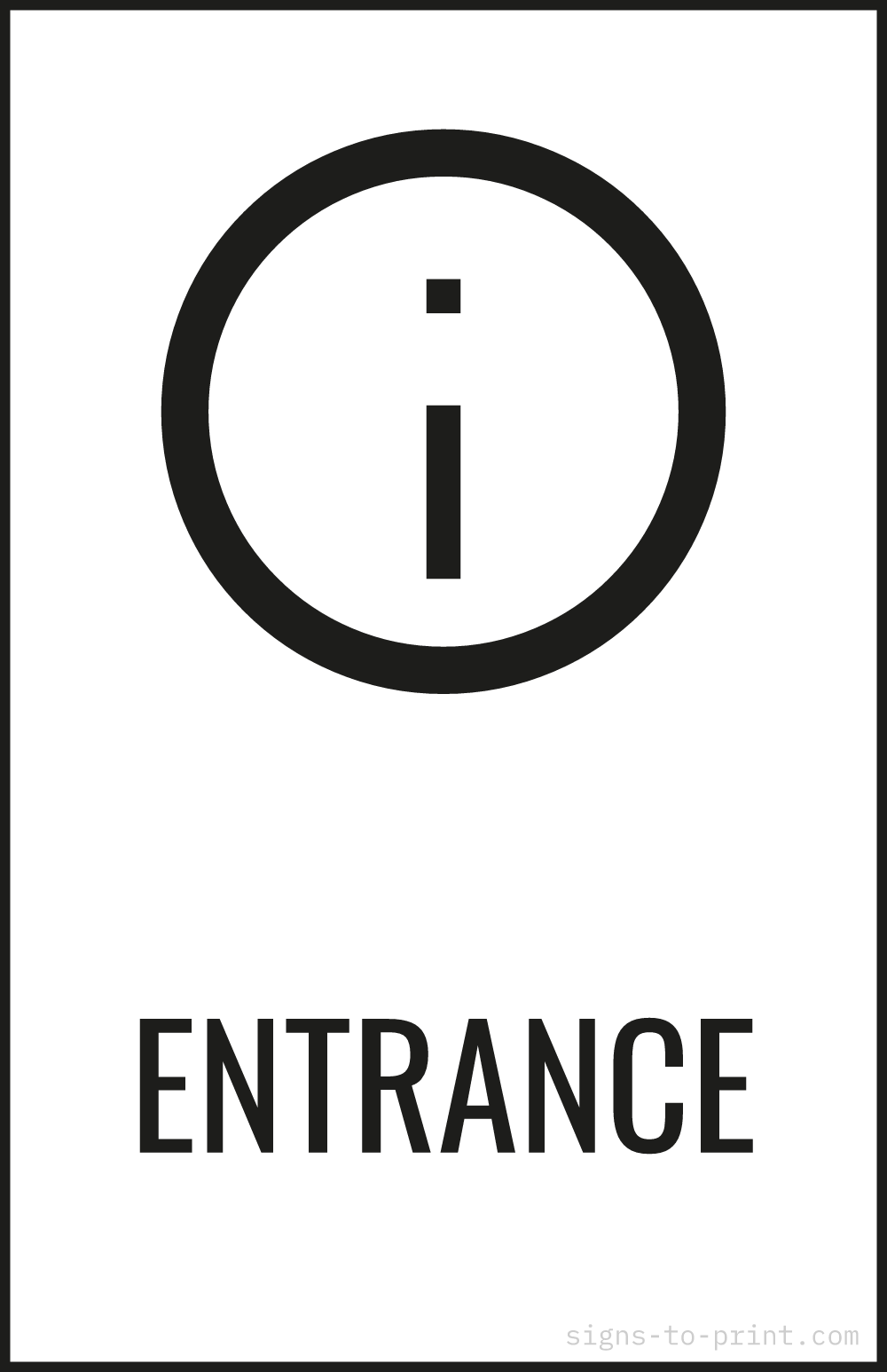 Free printable Entrance 11 x 17 sign, Black / White, 11 x 17 download
