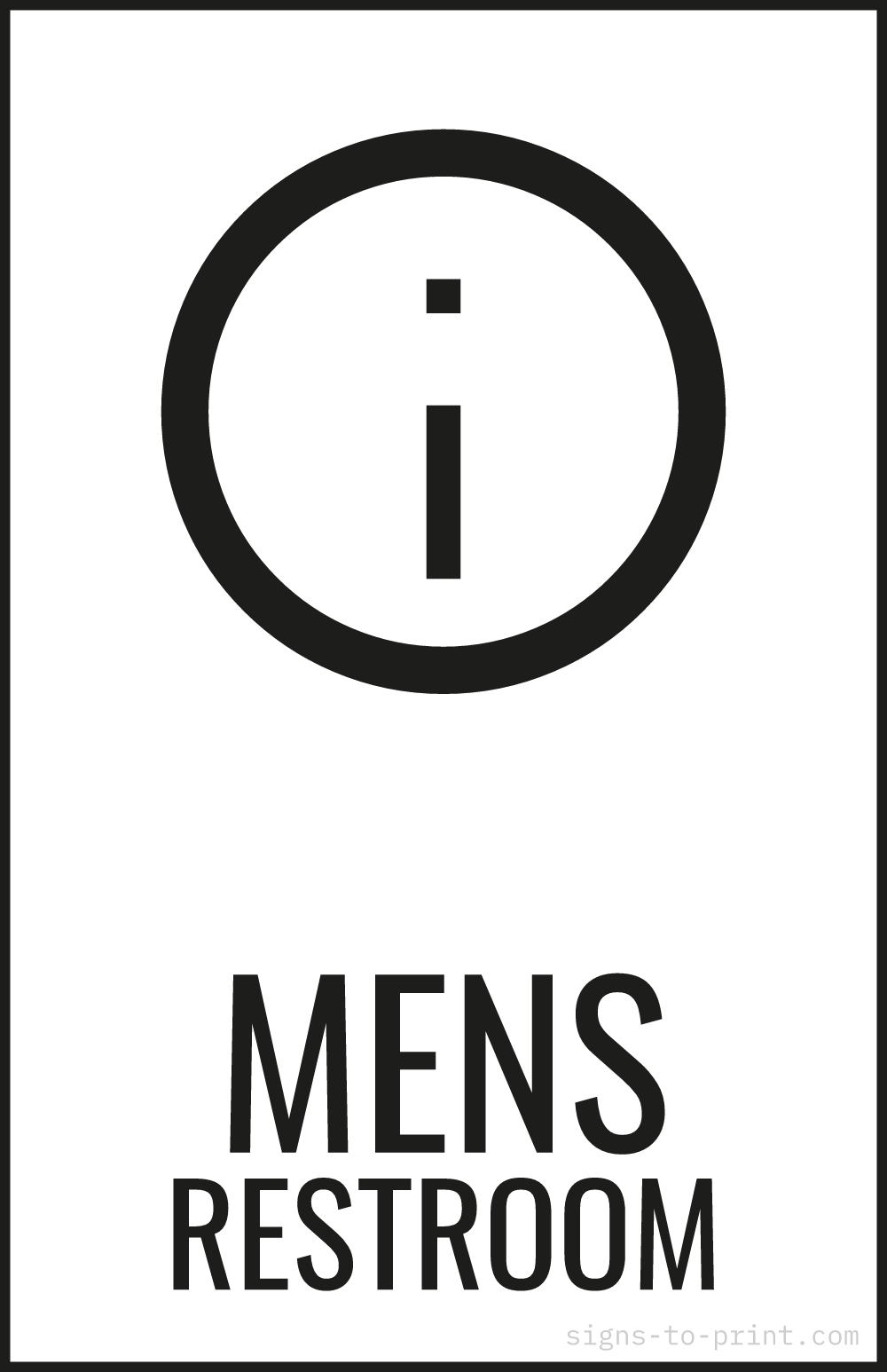 Free printable Mens Restroom 11 x 17 sign, Black / White, 11 x 17 download