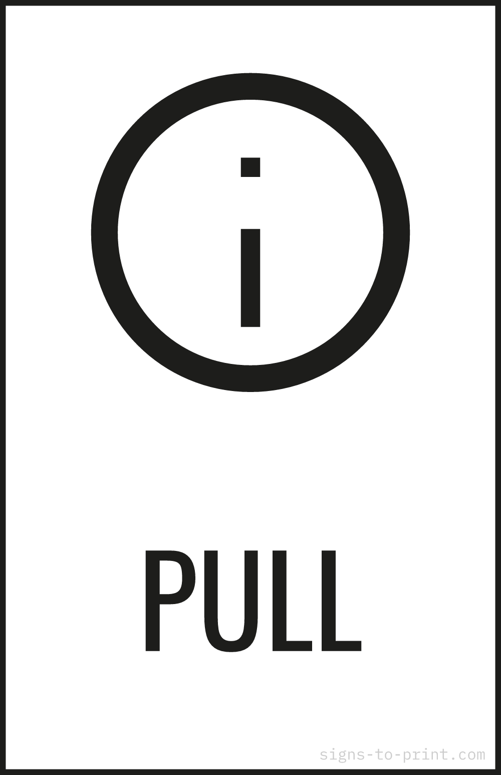 Free printable Pull 11 x 17 sign, Black / White, 11 x 17 download