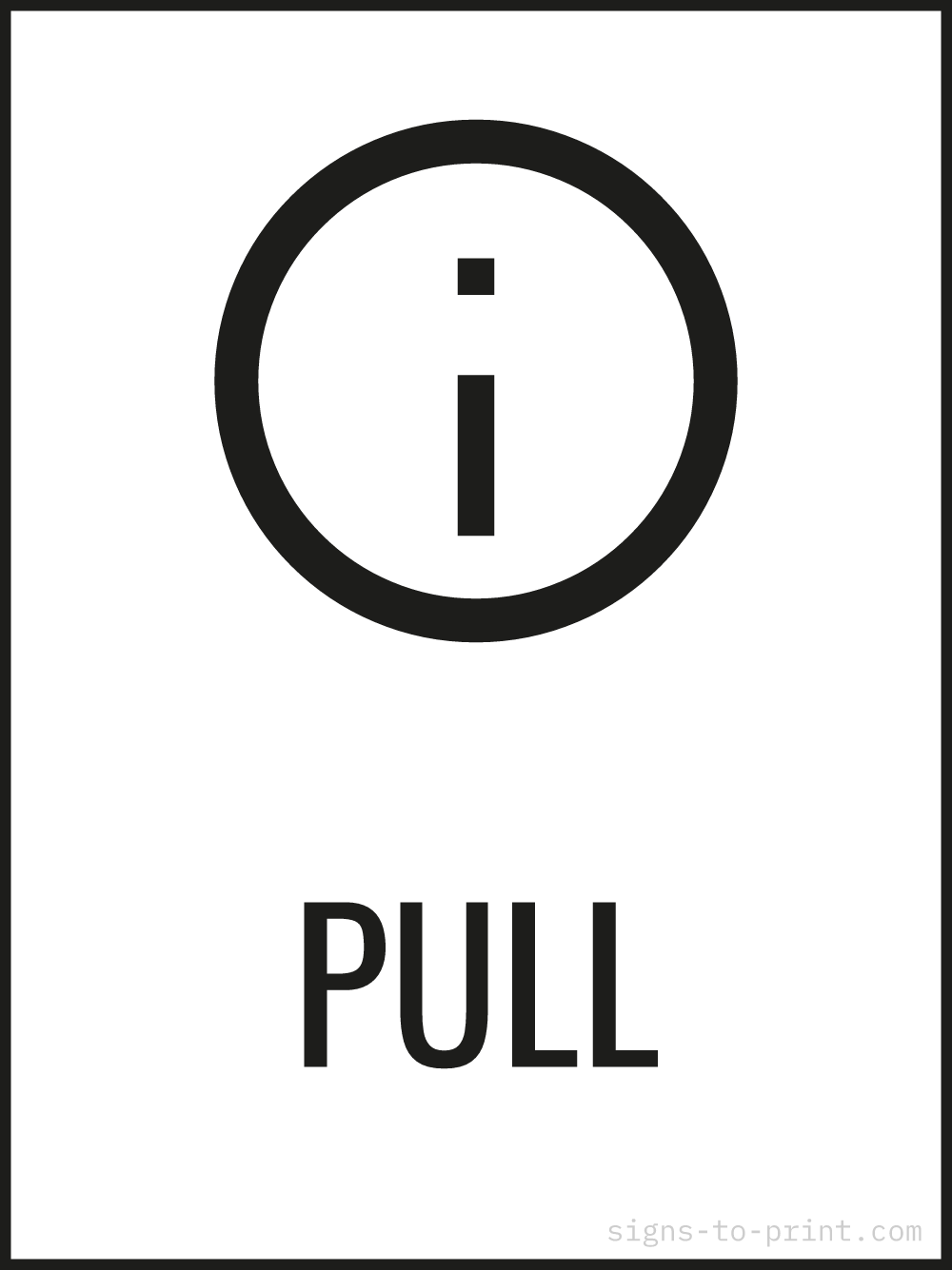 Free printable Pull 18 x 24 sign, Black / White, 18 x 24 download