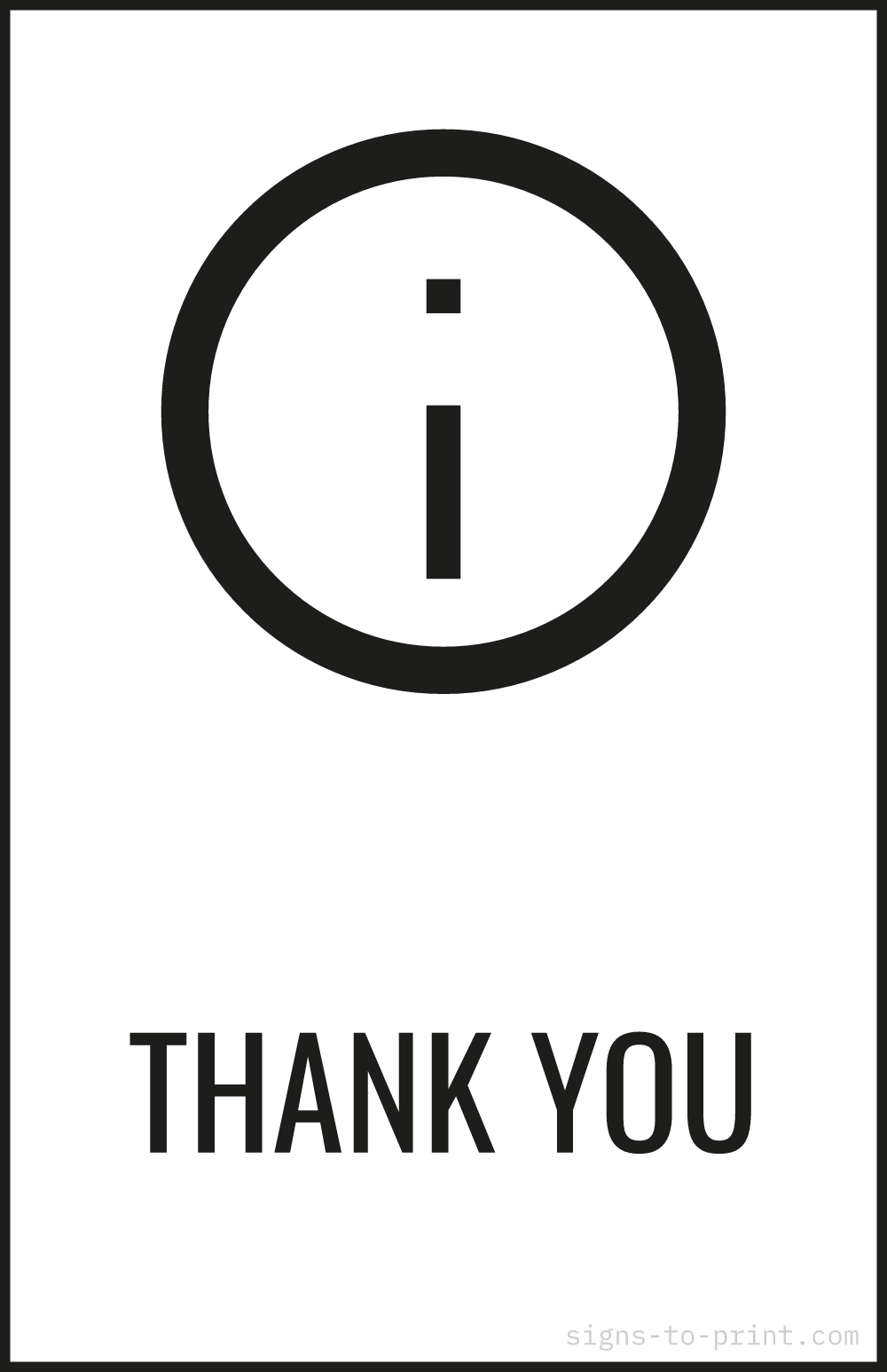 Free printable Thank You 11 x 17 sign, Black / White, 11 x 17 download