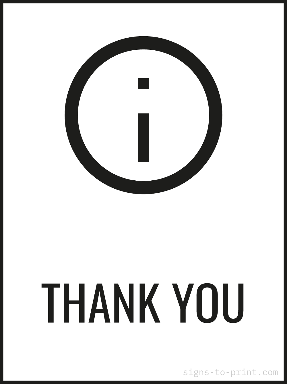 Free printable Thank You 18 x 24 sign, Black / White, 18 x 24 download