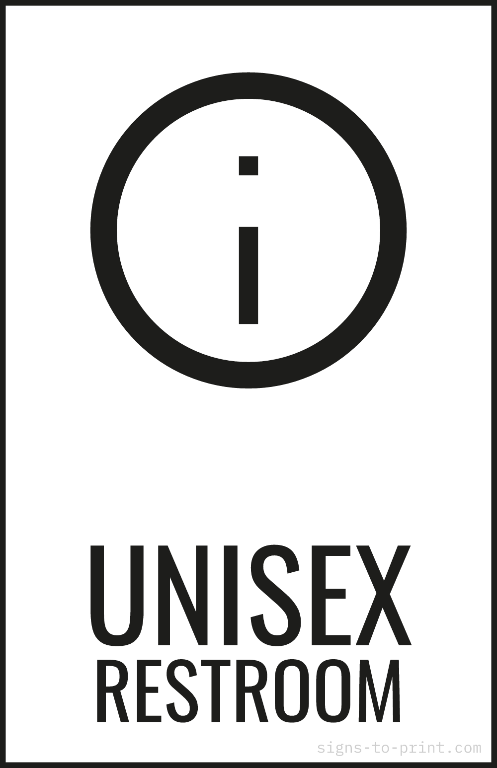 Free printable Unisex Restroom 11 x 17 sign, Black / White, 11 x 17 download