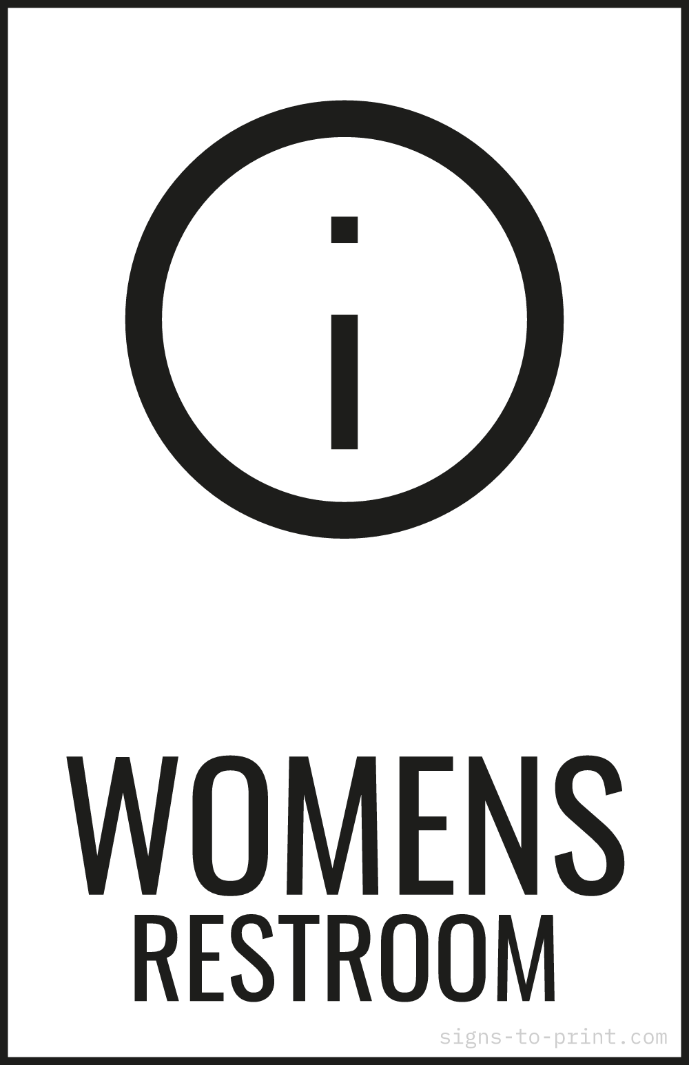 Free printable Womens Restroom 11 x 17 sign, Black / White, 11 x 17 download