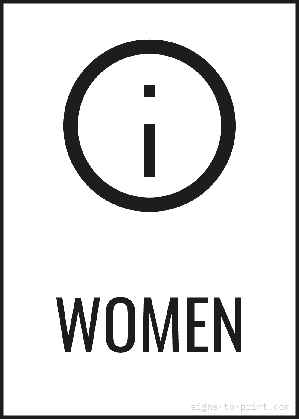 Free printable Women sign, Black / White, 5x7 in
