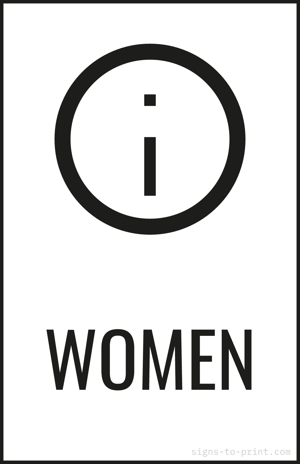 Free printable Women 11 x 17 sign, Black / White, 11 x 17 download