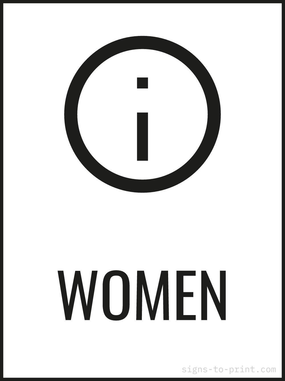 Free printable Women 18 x 24 sign, Black / White, 18 x 24 download