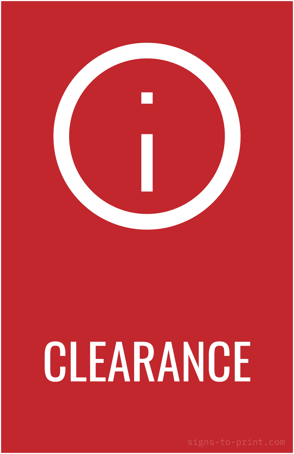 Free printable Clearance 11 x 17 sign, Red / White, 11 x 17 download