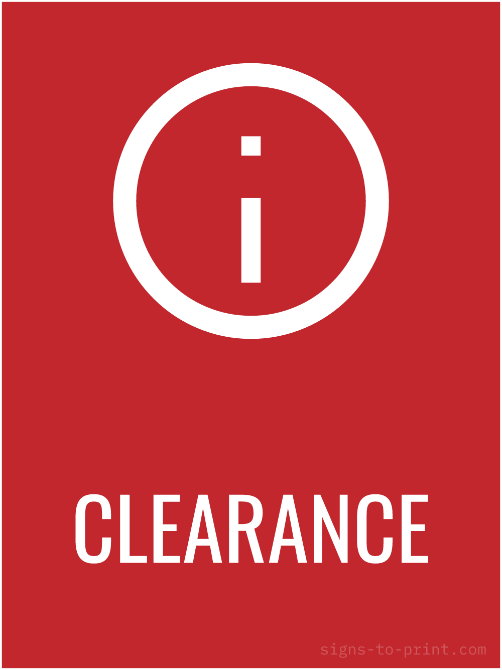Free printable Clearance 18 x 24 sign, Red / White, 18 x 24 download