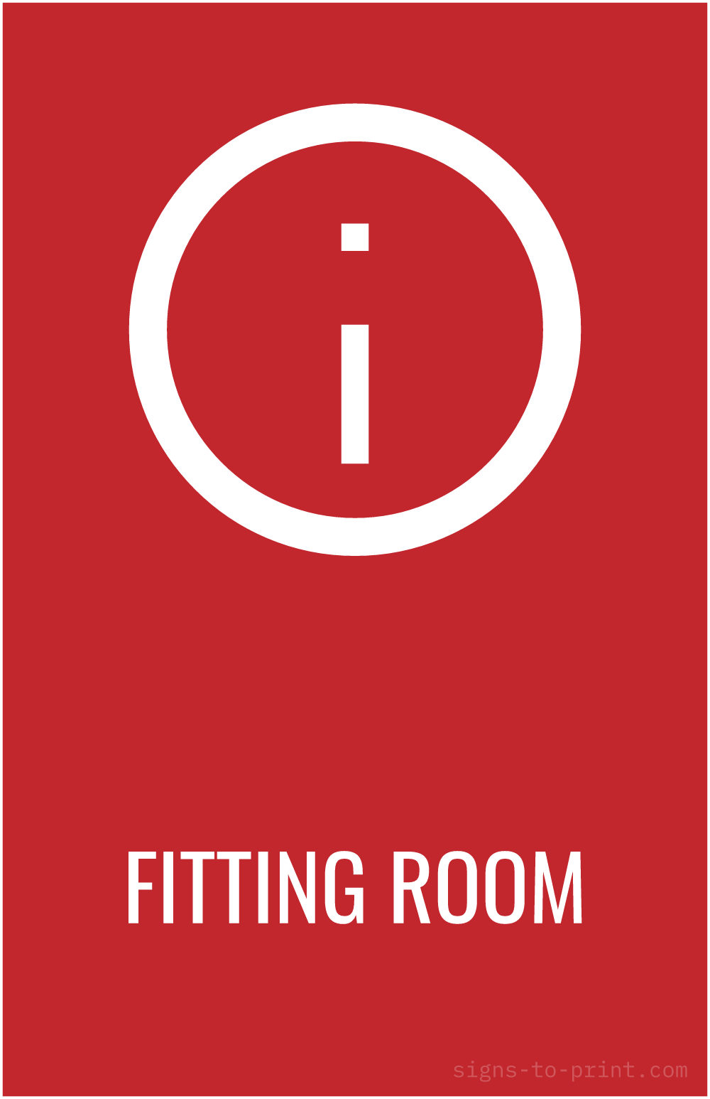 Free printable Fitting Room 11 x 17 sign, Red / White, 11 x 17 download