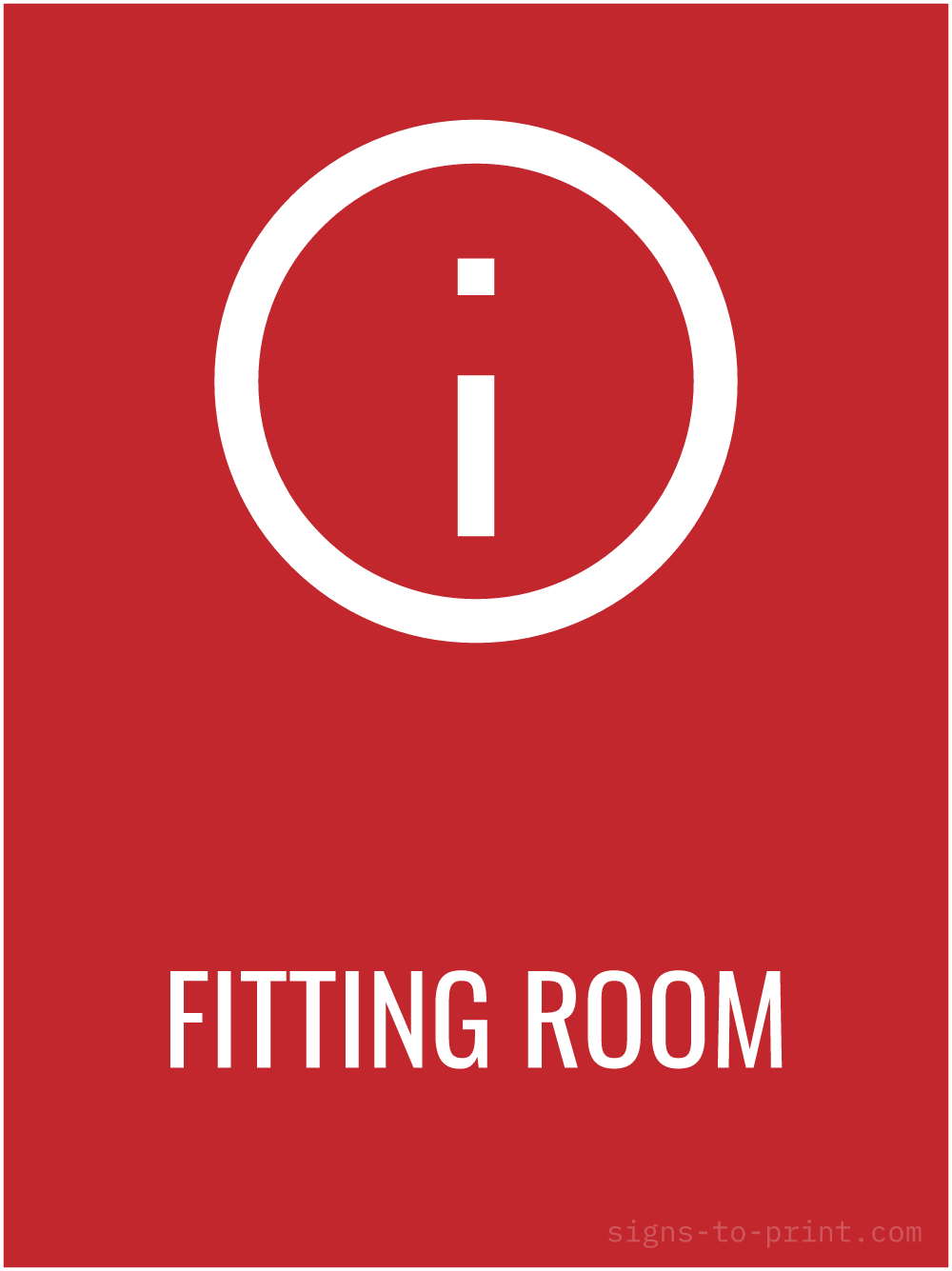 Free printable Fitting Room 18 x 24 sign, Red / White, 18 x 24 download