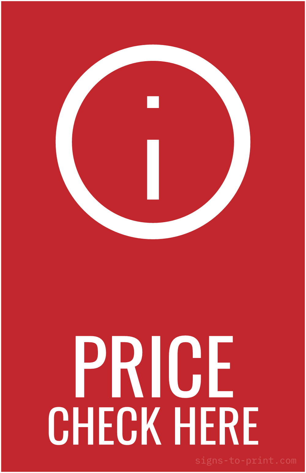 Free printable Price Check Here 11 x 17 sign, Red / White, 11 x 17 download