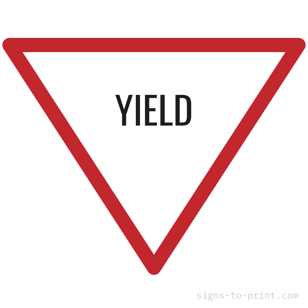 Free printable Yield sign, Black / White, 24x24 in