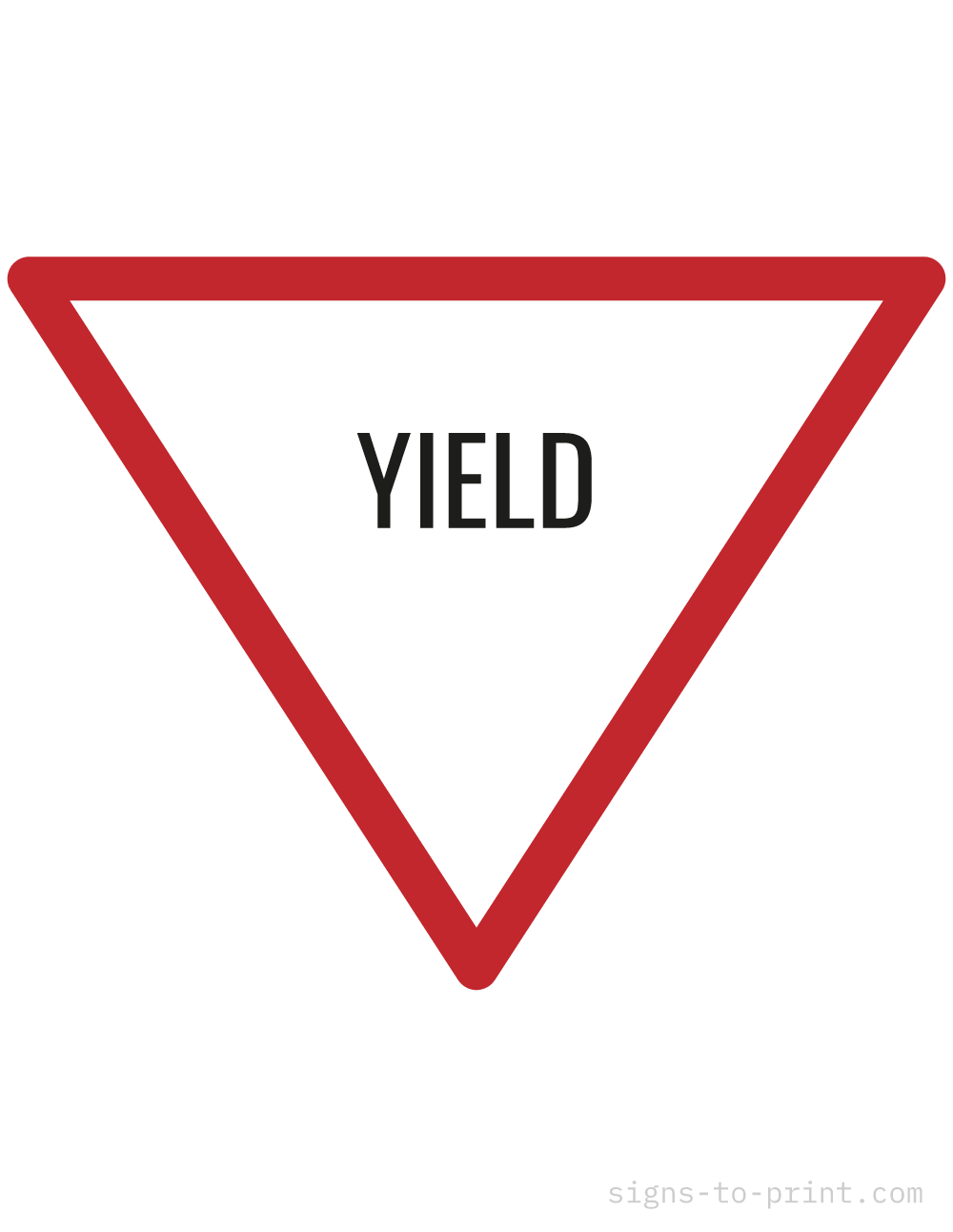 Free printable Yield 8.5 x 11 sign, Black / White, 8.5 x 11 download