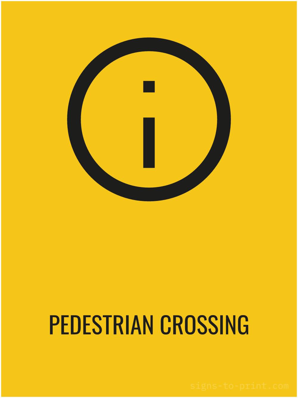 Free printable Pedestrian Crossing 18 x 24 sign, Yellow / Black, 18 x 24 download