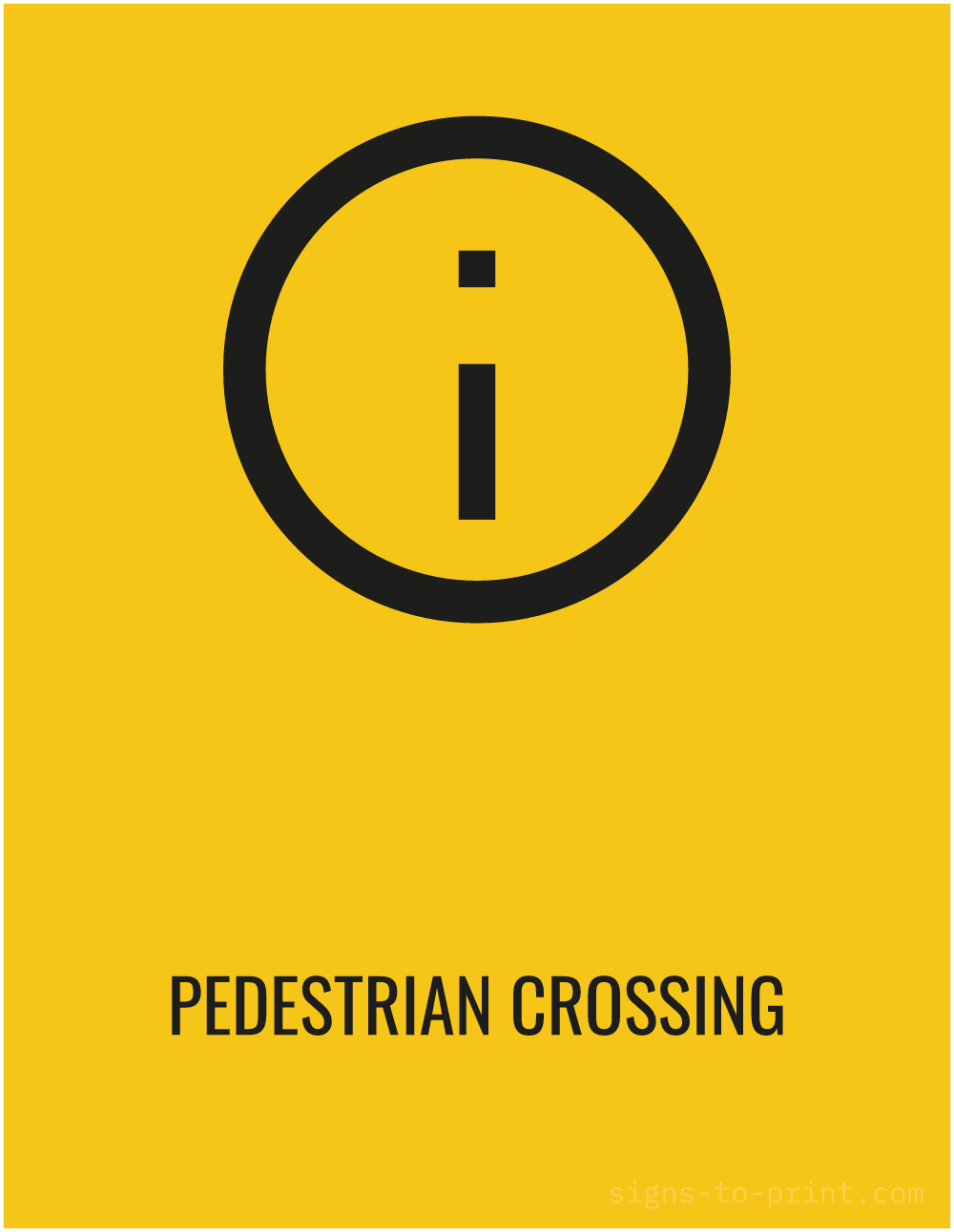 Free printable Pedestrian Crossing 8.5 x 11 sign, Yellow / Black, 8.5 x 11 download