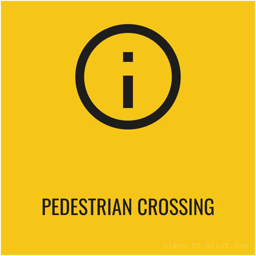 Free printable Pedestrian Crossing sign, Yellow / Black, 24x24 in