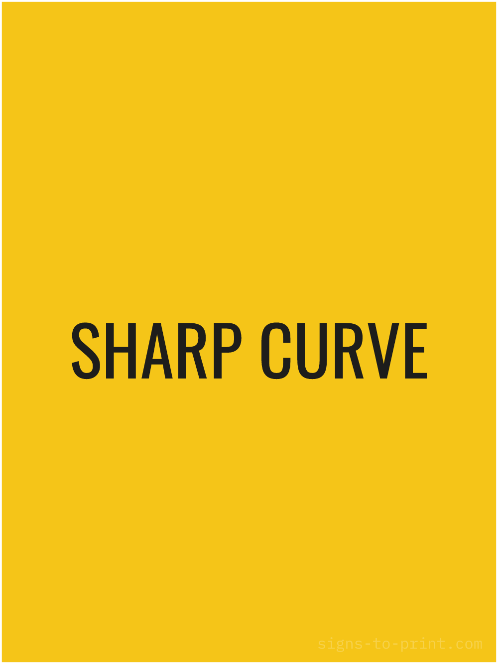Free printable Sharp Curve 18 x 24 sign, Yellow / Black, 18 x 24 download
