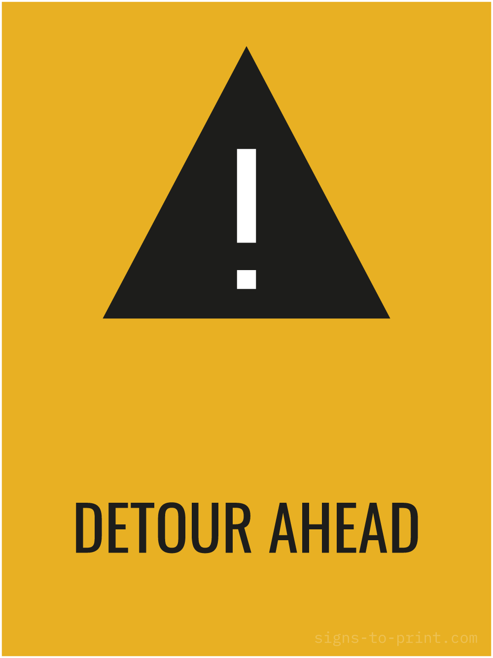Free printable Detour Ahead 18 x 24 sign, Orange / Black, 18 x 24 download