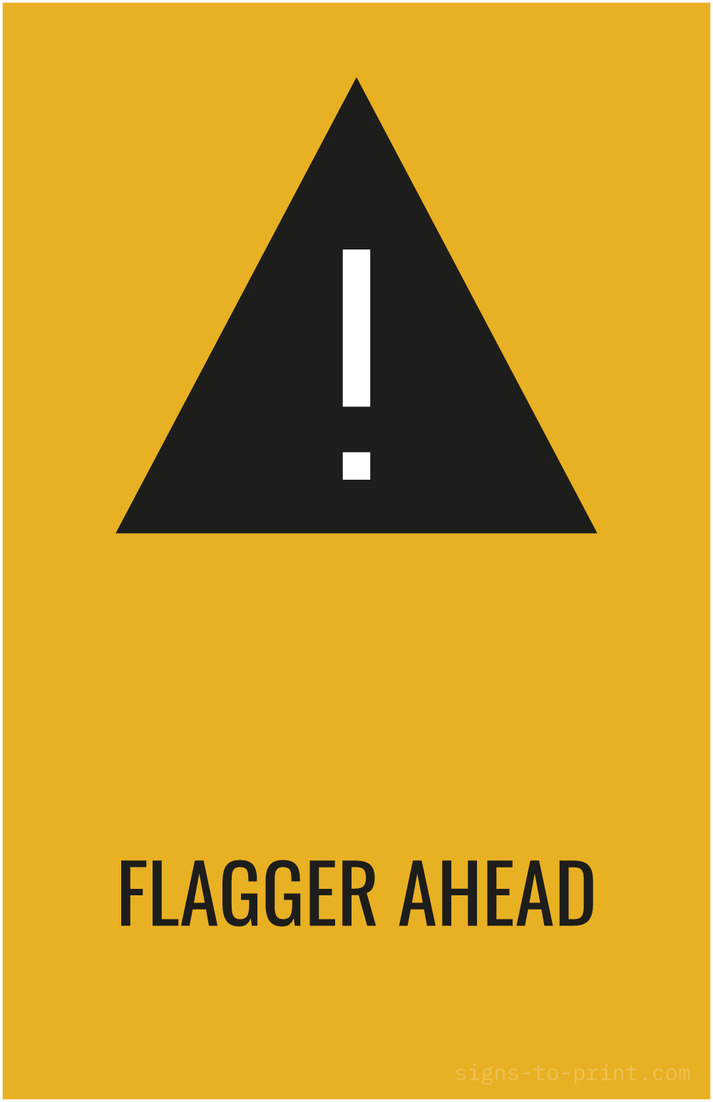 Free printable Flagger Ahead 11 x 17 sign, Orange / Black, 11 x 17 download