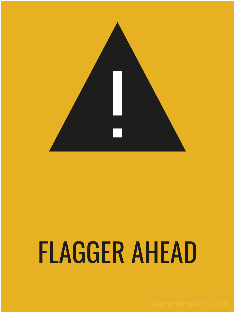 Free printable Flagger Ahead 18 x 24 sign, Orange / Black, 18 x 24 download